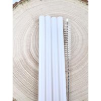 4 Oder 8Er Packung Glas Strohhalme - White Straw Pack | Wiederverwendbare Weiße Gastgeschenke Strohparty-Packung Strohpackungen von Luv4Erth