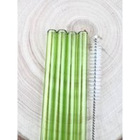 4Er Oder 8Er Pack Lindgrüne Glas-Strohhalme - Green Straw | Wiederverwendbare Strohhalme Grüne Gastgeschenke Hochzeit Strohpackungen von Luv4Erth