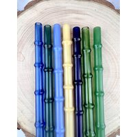 Bambus Auf Farbigem Glas-Stroh - Wiederverwendbare Strohhalme | Bambusstrohhalme Eco Freundliche Glasstrohhalme Farbige Einzigartiges Geschenk von Luv4Erth