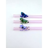 Frosch Auf Rosa Glas-Strohhalmen - Wiederverwendbare Strohhalme | Glasstrohhalme Stanley Frosch Geschenke Rosa Einzigartige von Luv4Erth