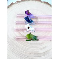 Frosch Auf Rosa Glas-Strohhalmen - Wiederverwendbare Strohhalme | Glasstrohhalme Stanley Frosch Geschenke Rosa Einzigartige von Luv4Erth
