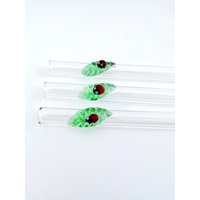 Marienkäfer Auf Blatt Glashalme - Boba Straws | Wiederverwendbare Strohhalme Smoothie Dünne Einzigartige Geschenke von Luv4Erth