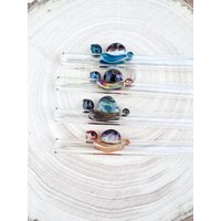 4Er Oder 8Er Pack Schildkröten Glass Strohhalme - Turtle Glass Straw | Wiederverwendbare Eco Freundliche Gastgeschenke Stroh-Party-Packung von Luv4Erth