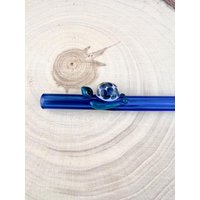 1 Schildkröte Auf Hellblauem Glass Stroh - Wiederverwendbare Strohhalme | Glasstrohhalme Eco Freundliche Schildkröte Blaue Geschenke von Luv4Erth