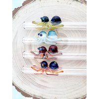 Spider Glas Stroh - Wiederverwendbare Strohhalme | Glasstrohhalme Spinnen Einzigartiges Geschenk Spinne Boba Smoothie Strohhalm Dünnes Stroh von Luv4Erth