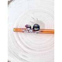 Spinne Auf Bernsteinfarbenen Glass Stroh - Benutzerdefinierte Strohhalme | Wiederverwendbare Glastrinkhalm Glasstrohhalme Spinnen Geschenke von Luv4Erth