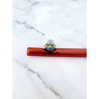 Ufo Auf Bernsteinfarbenen Glass Stroh - Personalisierte Strohhalme | Wiederverwendbare Glas Ufo Strohhalm Glasstrohhalme Fliegende Untertasse Orange von Luv4Erth