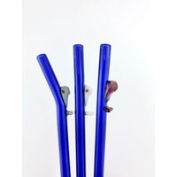 Wal Auf Dunkelblauem Glass Stroh - Personalisierte Strohhalme | Wiederverwendbare Glastrinkhalm Glasstrohhalme Blau von Luv4Erth