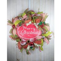 Handgemachter Weihnachtskranz Rote & Grüne Maschen, Feiertagsdekor Handgemachter Weihnachtskranz Rote & Grüne Maschen, Feiertagsdekor von LuvOfWreaths