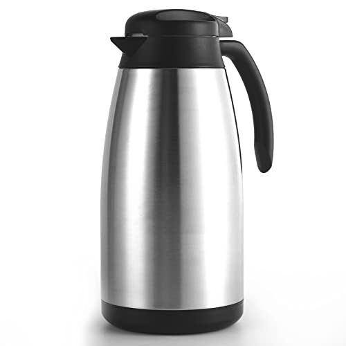 Luvan 2.0L Thermoskanne 304 Edelstahl Kaffeekanne, Doppelwand Vakuum Isolierte Kaffee Topf Kaffee Thermos, Kaffee Plunger,12h heiß, 24h kalt von Luvan