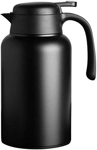 Luvan Thermoskanne, 2 l, Thermokaraffe aus Edelstahl, Warmhaltefunktion, kalt, 24 Stunden (schwarz) von Luvan