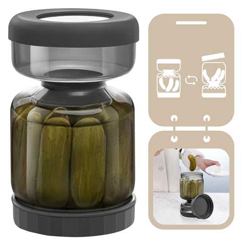 Luvan Glas Einlegeglas, 1000ml/34oz Gurkenglas zum Umdrehen, Luftdichtes Essiggurken Behälter, Sanduhr Gurkenglas für Gurken, Oliven, Kimchi und Jalapenos von Luvan