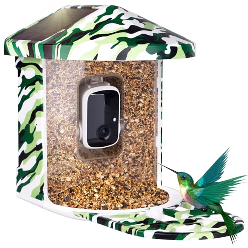 Luvan Smart Vogelhaus mit Kamera, 1080P HD Vogelbeobachtungskamera, Automatische Aufnahme von Vogelvideos, KI Identifizierung von 11.000+ Vogelarten, Drahtloses Outdoor-Vogelhaus mit Solarpanel von Luvan