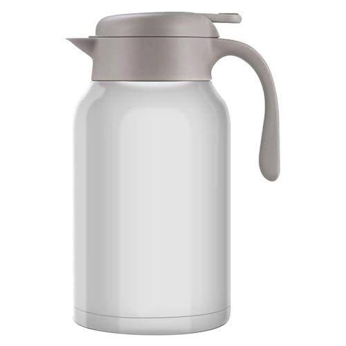 Luvan Thermoskanne 2L 304 Edelstahl Doppelwand Vakuum Isolierte Kaffee Topf Kaffee Thermos, Kaffee Plunger, Saft/Milch/Tee Isolierung Topf (Weiß) von Luvan