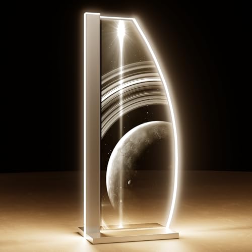 Luverre Tischlampe | LED-Leuchte | Glas-Leuchte mit Gravur für Nachttisch, Kommode, Wohnzimmer | Weltraum, Raumfahrt (Infinite Space, Segel | silber) von Luverre