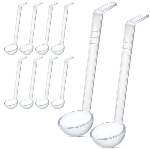 Luwqceu 10 Stück 28,3 g transparente kleine Schöpfkelle für Sauce mit langem Griff Kunststoff Bowle Servierlöffel ca. 20 cm von Luwqceu