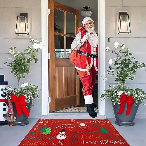 LuxFocus Flax Like Weave Weihnachts Fußmatte, Weihnachtlich Dekorativ Teppich Winterferien Fußmatten Niedriges Profil Vordere Bodenmatte Eingangsschaltermatte für Drinnen und Draußen, 40 x 80 cm von LuxFocus