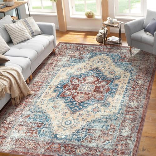 LuxFocus Klassischer Vintage Traditionsteppich, Rutschfester Schmutzabweisender Waschbarer Innenteppich mit Orientalischem Design Teppich für Schlafzimmer Wohnzimmer Esszimmer Küche, 160 x 230 cm Rost von LuxFocus