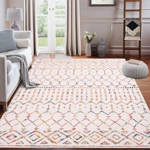 LuxFocus Modern Teppich Mit Geometrischem Muster - Boho Kurzflor für Schlafzimmer und Wohnzimmer - Maschinenwaschbarer Bodenbelag, Anti-Rutsch, Mehrfarbig 160x230 cm von LuxFocus