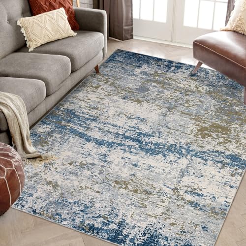 LuxFocus Moderner Abstrakt Teppich, Teppich für Schlafzimmer rutschfeste Wohnzimmermatte Maschinenwaschbarer Zeitgenössischer Überwurfteppich für Büro Eingangstür Spielzimmer, 140 x 200 cm Blau LuxFocus Moderner Abstrakt Teppich, Teppich für Schlafzimmer rutschfeste Wohnzimmermatte Maschinenwaschbarer Zeitgenössischer Überwurfteppich für Büro Eingangstür Spielzimmer, 140 x 200 cm Blau von LuxFocus