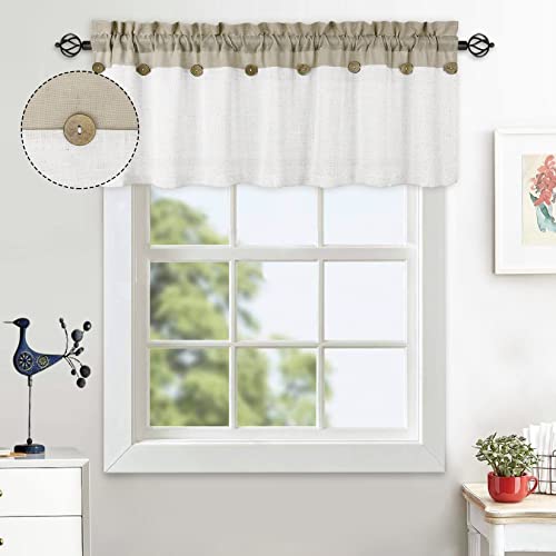 LuxFocus Scheibengardine für Fenster Patchwork Kurzvorhang mit Dekorativen Knöpfen Café-Vorhang für Küche Halbe Gardine Kurzstores Tunnelzug 1 x B 132 cm x H 38 cm, Beige LuxFocus Scheibengardine für Fenster Patchwork Kurzvorhang mit Dekorativen Knöpfen Café-Vorhang für Küche Halbe Gardine Kurzstores Tunnelzug 1 x B 132 cm x H 38 cm, Beige von LuxFocus