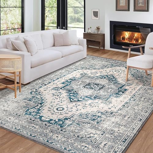 LuxFocus Teppich 120 x 170 cm, Waschbarer Schlafzimmerteppich Weiche Teppiche mit Orientalischem Distressed für Wohnzimmer und Esszimmer Rutschfester Fusselfreier Teppich Bodenteppich Blau LuxFocus Teppich 120 x 170 cm, Waschbarer Schlafzimmerteppich Weiche Teppiche mit Orientalischem Distressed für Wohnzimmer und Esszimmer Rutschfester Fusselfreier Teppich Bodenteppich Blau von LuxFocus