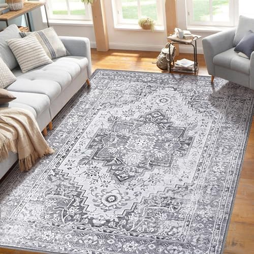 LuxFocus Teppich 120 x 170 cm, Waschbarer Schlafzimmerteppich Weiche Teppiche mit Orientalischem Distressed für Wohnzimmer und Esszimmer Rutschfester Fusselfreier Teppich Bodenteppich Grau LuxFocus Teppich 120 x 170 cm, Waschbarer Schlafzimmerteppich Weiche Teppiche mit Orientalischem Distressed für Wohnzimmer und Esszimmer Rutschfester Fusselfreier Teppich Bodenteppich Grau von LuxFocus
