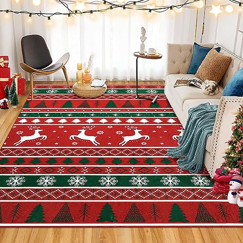 LuxFocus Teppich rutschfest, Weihnachtsteppiche für Wohnzimmer Schlafzimmer Weihnachten Schneeflocke Elch Mikrofaser Meicher Teppich Maschinenwaschbar Bodenmatte Heimdekoration, 80 x 150 cm LuxFocus Teppich rutschfest, Weihnachtsteppiche für Wohnzimmer Schlafzimmer Weihnachten Schneeflocke Elch Mikrofaser Meicher Teppich Maschinenwaschbar Bodenmatte Heimdekoration, 80 x 150 cm von LuxFocus