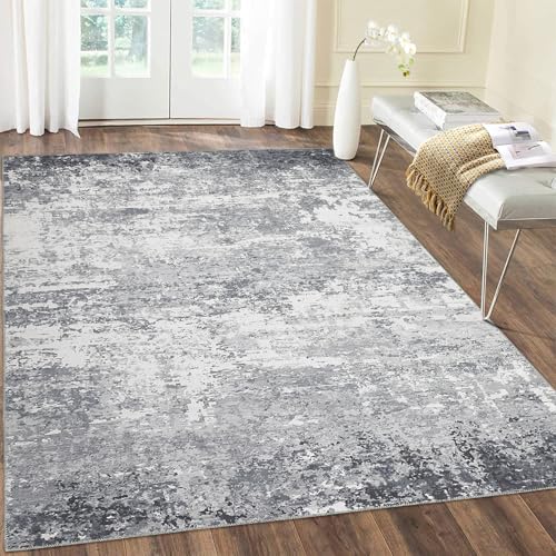 LuxFocus Teppiche für Wohnzimmer, Schlafzimmer Waschbarer Teppich mit Rutschfester Rückseite Fusselfrei Schmutzabweisend Weicher Abstrakter Teppich für Esszimmer Heimbüro, Dunkelgrau 80 x 150 cm LuxFocus Teppiche für Wohnzimmer, Schlafzimmer Waschbarer Teppich mit Rutschfester Rückseite Fusselfrei Schmutzabweisend Weicher Abstrakter Teppich für Esszimmer Heimbüro, Dunkelgrau 80 x 150 cm von LuxFocus
