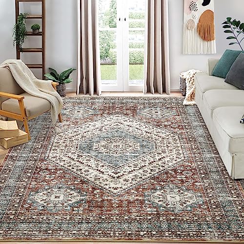 LuxFocus Waschbarer Teppich Wohnzimmer Teppich Schlafzimmer Kinderzimmer Boho Teppich Kurzflor Großer Teppich Traditionales Design rutschfeste Bodenmatte Braun 160x230 cm von LuxFocus