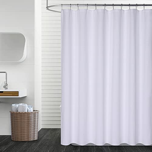 White Shower Curtain, Hotel Luxury 180GSM Heavy Duty Thick Modern Striped Polyester Bath Shower Curtain Washable, White, 183x244 cm （72x96 Inch） von LuxFocus
