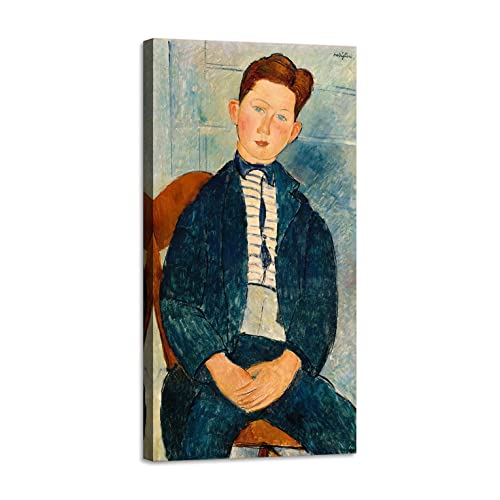 Amedeo Modigliani - Boy in a striped sweater Druck auf Leinwand mit Rahmen aus Holz 80x40 cm von LuxHomeDecor