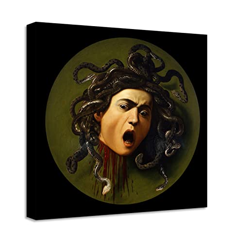 Caravaggio - Medusa Druck auf Leinwand mit Rahmen aus Holz 30x30 cm von LuxHomeDecor