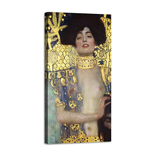 Gustav Klimt - Judith and the Head of Holofernes Druck auf Leinwand mit Rahmen aus Holz 100x50 cm von LuxHomeDecor