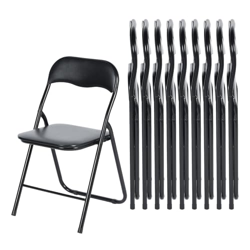 LuxNook 10 Stück PVC Klappstuhl klappstuhl mit Polster Starker Metallrahmen Campingstuhl Faltbarer Stuhl Bürostuhl Platzsparender Schreibtischstuhl für Gast, 150kg belastbar von LuxNook