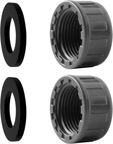 PVC-Gewindekappe, 2 Stück Runder Innengewinde-Schlauchverbinder Mit Gummi-Unterlegscheiben Innengewinde-Schlauchverbinder,für Entleerungsventil Sandfilteranlage(25mm) von LuxStellar
