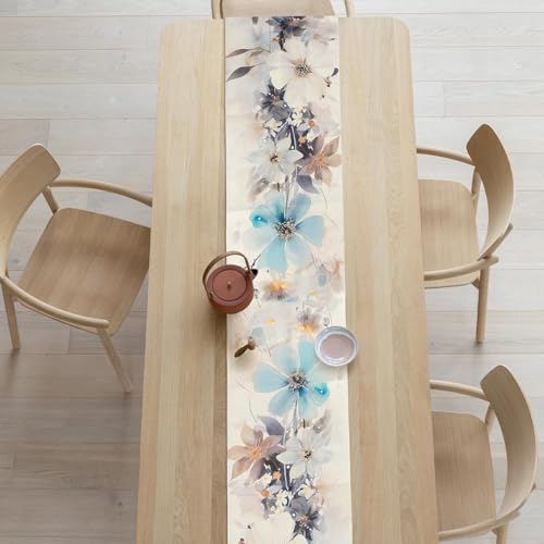 Deko Tischläufer Modern Wohnzimmer Tischsets, Tischdeko Aus Baumwolle Leinen, Tischläufer Outdoor Für Festliche Tischdekoration Blumen Für Gartenpartys Ostertische Deko 33x183cm von LuxStellar