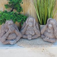 3-Er Set Massive Steinfiguren Orang-Utans Affen Gartenfigur Steinfigur Steinguss von LuxStuck