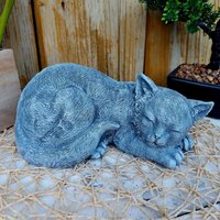Gartenfigur Steinfigur Katze Massiv Gartendeko Frost - Wetterfest Betonguss von LuxStuck