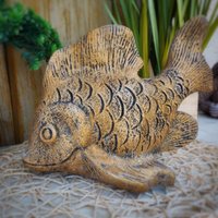 Steinfigur Fisch Teich Gartenfigur Frostfest Steinguss Garten Deko Massiv Koi von LuxStuck