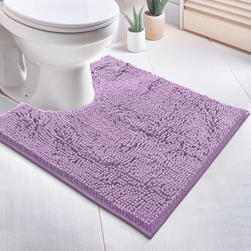 LuxKosox Luxus Shaggy WC-Vorleger U-Form Kontur Teppiche für Bad, weich und bequem, maximale Saugfähigkeit, trocknet schnell, rutschfest, maschinenwaschbar 20 x 20 Lavendel von LuxUrux