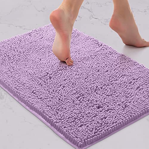 LuxUrux Badematte-Extraweiche Plüschbadewanne Badteppich, 1 '' Chenille Mikrofasermaterial, Super Saugfähiger, Zotteliger Badteppich |Lavendel|15 X 23 von LuxUrux