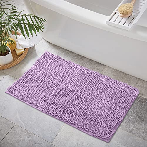 LuxUrux Badematte-Extraweiche Plüschbadewanne Badteppich, 1 '' Chenille Mikrofasermaterial, Super Saugfähiger, Zotteliger Badteppich |Lavendel|20 X 30 von LuxUrux