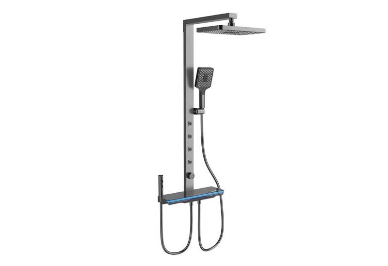 LuxaSteel Duscharmatur Duschsystem Regendusche mit Thermostat LED-Beleuchtung, LED-Display von LuxaSteel