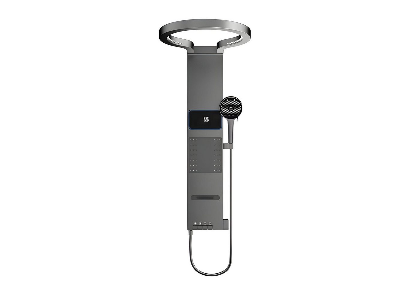LuxaSteel Duschsystem Duschpaneel mit Regendusche, LED-Display & Taillenduschfunktion, 5 Strahlart(en), Regendusche mit Wasserfallauslass, internem Wasserkraftwerk & LED von LuxaSteel