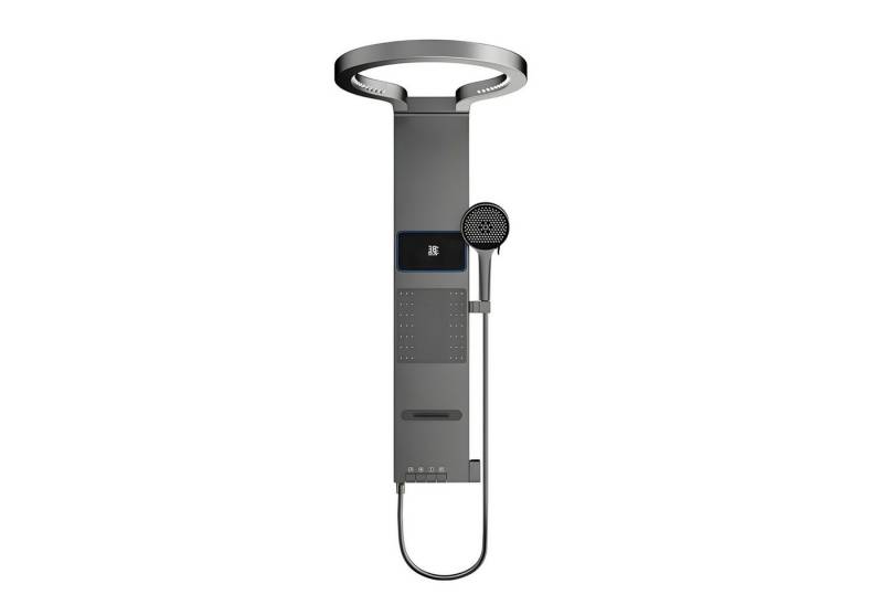 LuxaSteel Duschsystem Duschpaneel mit Regendusche, LED-Display & Taillenduschfunktion, 5 Strahlart(en), Regendusche mit Wasserfallauslass, internem Wasserkraftwerk & LED von LuxaSteel