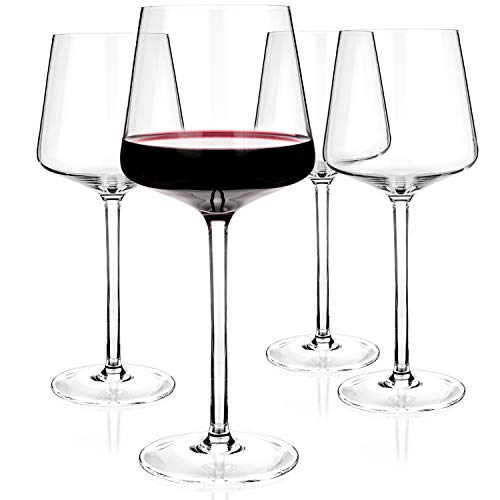 LUXBE - Kristall-Weingläser, 590 ml, 4 Stück – Rot- oder Weißwein – Pinot Noir – Burgund – Bordeaux – 600 ml von Luxbe
