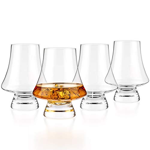 Luxbe - Bourbon Whisky Crystal Glasses Snifter, 4er-Set - Schmaler Gläser mit schmalem Rand - handgefertigt - gut für Bourbon Cognac Brandy Scotch - 260 ml von Luxbe