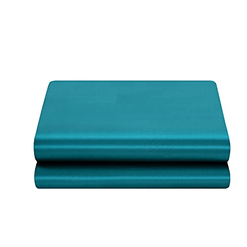 Nur Satin-Bettlaken, komplettes Bettlaken, 1 Stück, Blaugrün, extra weiche Seidenflachbettlaken separat erhältlich – Blaugrün von Luxbedding