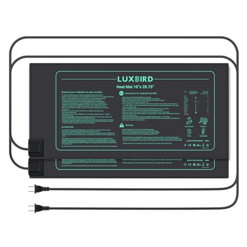 LUXBIRD 2er-Pack Heizmatte Zimmergewächshaus Wärmematte Reptil Dragon Temperatur Heizkissen Amphibien Pet Mat Wärmer Bett Matte, IP67 10" x 20,75" LB-HM 21W EU Stecker von Luxbird